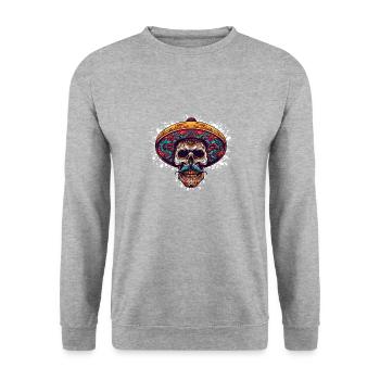 Mexican Skull - Unisex Sweatshirt - salt & pepper - Front - Alina (178cm) & Michal (187cm)