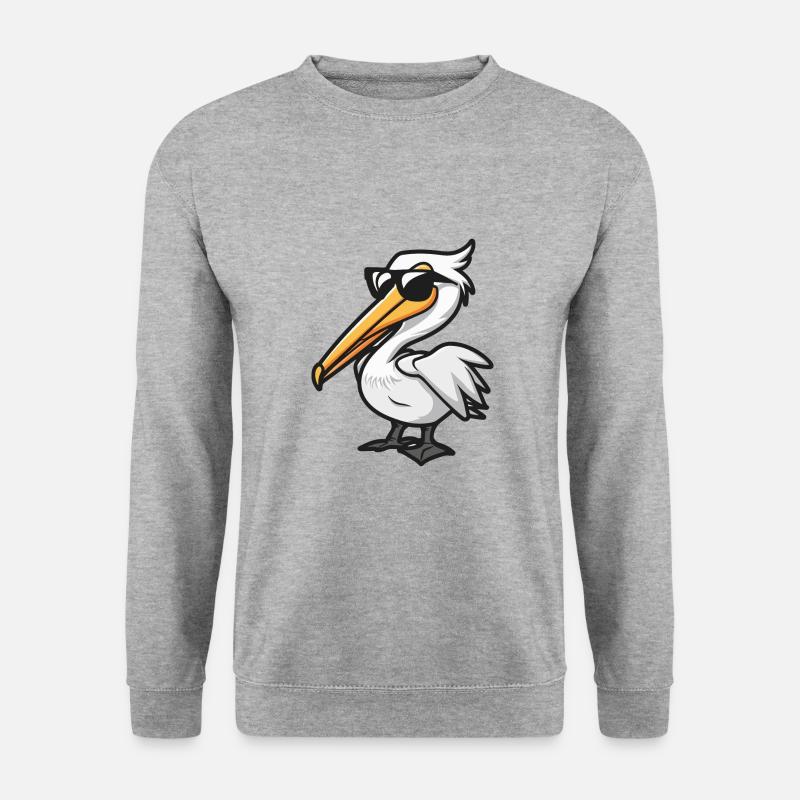 Pelikan Vogel Tier - Unisex Pullover - Weißgrau meliert