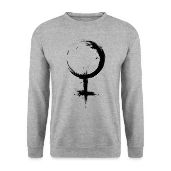 Symbol for Female Symbol Venus symbol female - Unisex Sweatshirt - salt & pepper - Front - Alina (178cm) & Michal (187cm)