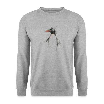 Cute Penguin - Hand Drawn Sketch Art Shirt - Unisex Sweatshirt - salt & pepper - Front - Alina (178cm) & Michal (187cm)