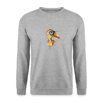 Cute Bird - Colorful Sketch Art Bird Drawing Shirt - Unisex Sweatshirt - salt & pepper - Front - Alina (178cm) & Michal (187cm)