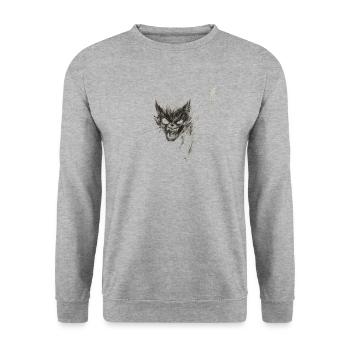 Crazy Cat - Wild Feral Cat Sketch Art Shirt - Unisex Sweatshirt - salt & pepper - Front - Alina (178cm) & Michal (187cm)