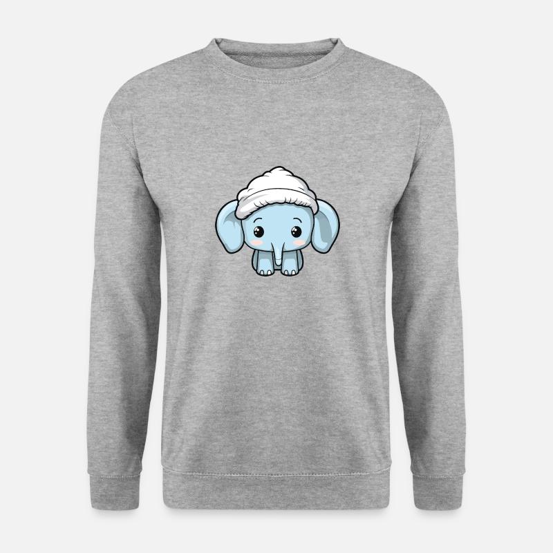 Elefant Winter Tier Baby Comic - Unisex Pullover - Weißgrau meliert