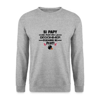 PERSONNE PEUT à PART PAPY à la pétanque - Sweat-shirt Unisexe - gris chiné - Devant - Alina (178cm) & Michal (187cm)