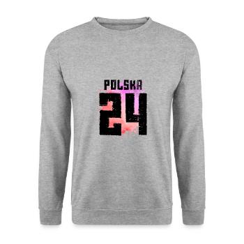 Maillot Pologne 24 2024 Multicolore Polska - Sweat-shirt Unisexe - gris chiné - Devant - Alina (178cm) & Michal (187cm)