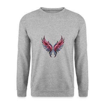 Symbolisme de l’aile - Sweat-shirt Unisexe - gris chiné - Devant - Alina (178cm) & Michal (187cm)