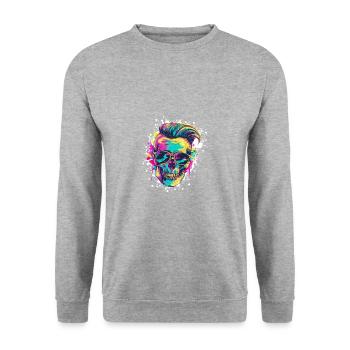 Techno Skull Party Hairstyle - Unisex Sweatshirt - salt & pepper - Front - Alina (178cm) & Michal (187cm)