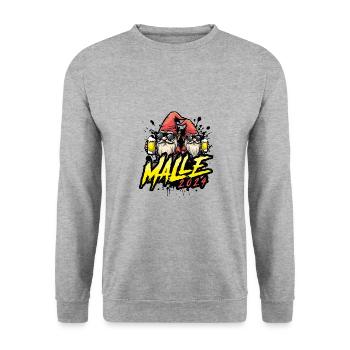 Malle 2024 Zwerge Party - Unisex Pullover - Weißgrau meliert - Vorne - Alina (178cm) & Michal (187cm)