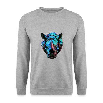 Rhino Portrait Colorful - Unisex Sweatshirt - salt & pepper - Front - Alina (178cm) & Michal (187cm)