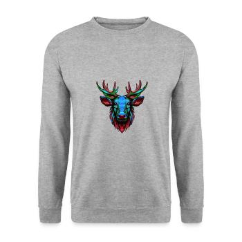 Moose Portrait Colorful - Unisex Sweatshirt - salt & pepper - Front - Alina (178cm) & Michal (187cm)