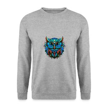 Owl Portrait Colorful - Unisex Sweatshirt - salt & pepper - Front - Alina (178cm) & Michal (187cm)