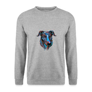 Lévrier chien portrait coloré - Sweat-shirt Unisexe - gris chiné - Devant - Alina (178cm) & Michal (187cm)