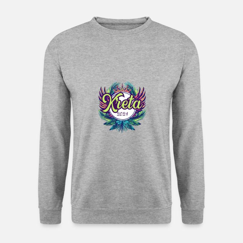 Kreta 2024 Bunt - Unisex Pullover - Weißgrau meliert