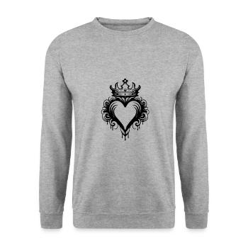 Heart Crown Love - Unisex Sweatshirt - salt & pepper - Front - Alina (178cm) & Michal (187cm)