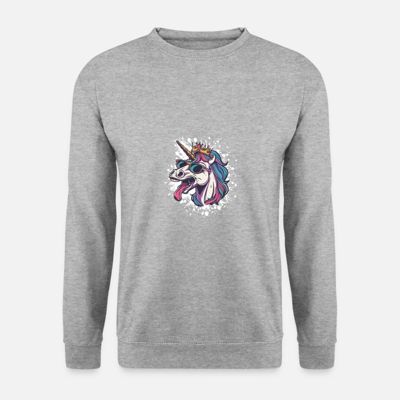 Einhorn Comic - Unisex Pullover - Weißgrau meliert