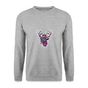 Bande dessinée de cerf - Sweat-shirt Unisexe - gris chiné - Devant - Alina (178cm) & Michal (187cm)