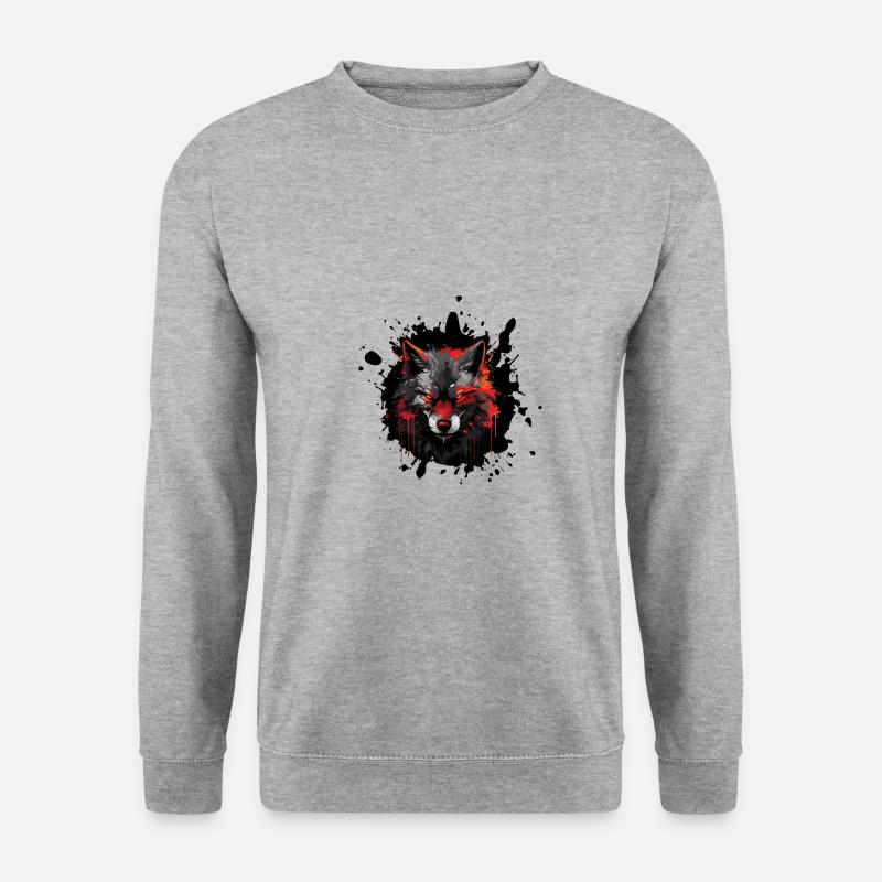 Wolf Porträt - Unisex Pullover - Weißgrau meliert