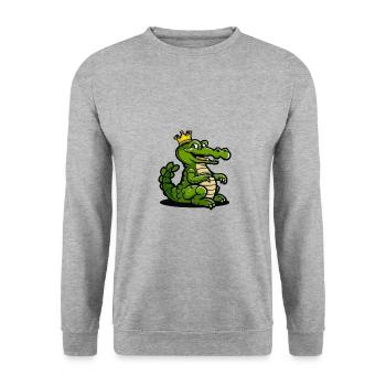 Alligator Comic Crown - Unisex Sweatshirt - salt & pepper - Front - Alina (178cm) & Michal (187cm)
