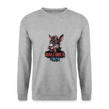 Mallorca 2024 Vacation Donkey - Unisex Sweatshirt - salt & pepper - Front - Alina (178cm) & Michal (187cm)