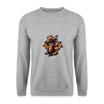 Drache Comic Krone - Unisex Pullover - Weißgrau meliert - Vorne - Alina (178cm) & Michal (187cm)