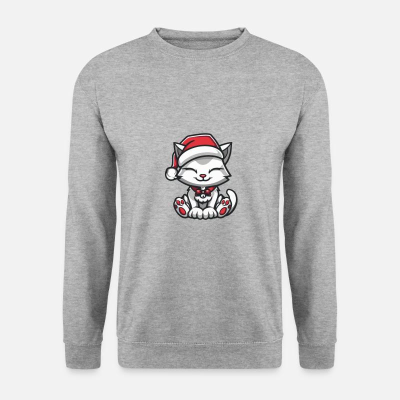 Katze Weihnachten - Unisex Pullover - Weißgrau meliert