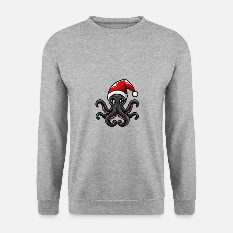 Oktopus Weihnachten - Unisex Pullover - Weißgrau meliert