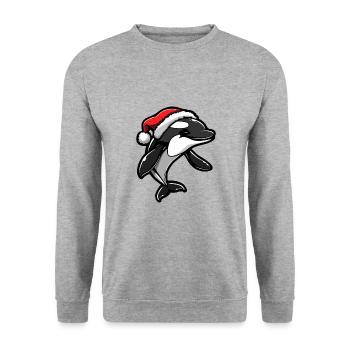 Wal Weihnachten - Unisex Pullover - Weißgrau meliert - Vorne - Alina (178cm) & Michal (187cm)