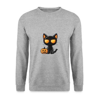 Cat Halloween Cat - Unisex Sweatshirt - salt & pepper - Front - Alina (178cm) & Michal (187cm)
