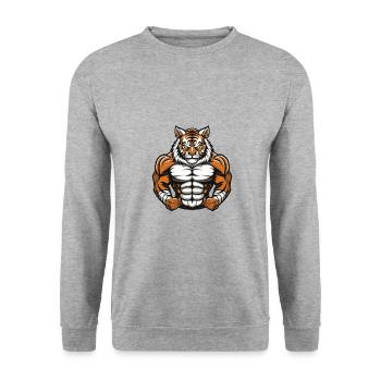 Tiger Muscles Bodybuilding - Unisex Sweatshirt - salt & pepper - Front - Alina (178cm) & Michal (187cm)