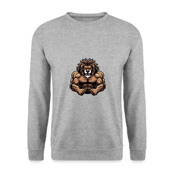 Leo Muscles Musculation - Sweat-shirt Unisexe - gris chiné - Devant - Alina (178cm) & Michal (187cm)