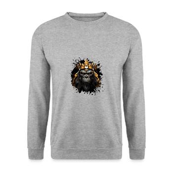 Gorilla Head Portrait Crown - Unisex Sweatshirt - salt & pepper - Front - Alina (178cm) & Michal (187cm)