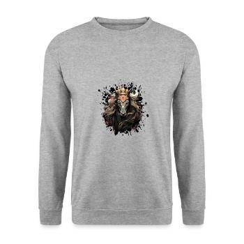 Pferd Kopf Porträt Krone - Unisex Pullover - Weißgrau meliert - Vorne - Alina (178cm) & Michal (187cm)