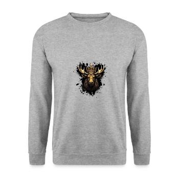 Moose Head Portrait Crown - Unisex Sweatshirt - salt & pepper - Front - Alina (178cm) & Michal (187cm)