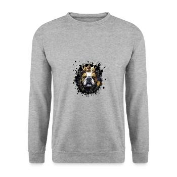 Bouledogue tête de chien Portrait Couronne - Sweat-shirt Unisexe - gris chiné - Devant - Alina (178cm) & Michal (187cm)