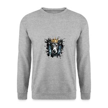 Greyhound Dog Head Portrait Crown - Unisex Sweatshirt - salt & pepper - Front - Alina (178cm) & Michal (187cm)