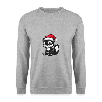 Skunk Noël Noël - Sweat-shirt Unisexe - gris chiné - Devant - Alina (178cm) & Michal (187cm)