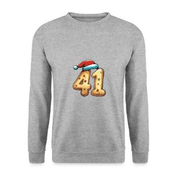 41 Zahl Weihnachten - Unisex Pullover - Weißgrau meliert - Vorne - Alina (178cm) & Michal (187cm)
