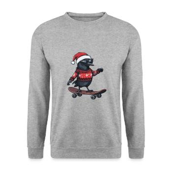 Raven Crow Christmas Funny - Unisex Sweatshirt - salt & pepper - Front - Alina (178cm) & Michal (187cm)