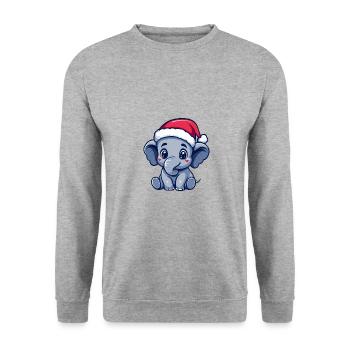 Elefant Weihnachten Niedlich - Unisex Pullover - Weißgrau meliert - Vorne - Alina (178cm) & Michal (187cm)