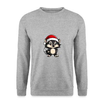 Igel Weihnachten Niedlich - Unisex Pullover - Weißgrau meliert - Vorne - Alina (178cm) & Michal (187cm)