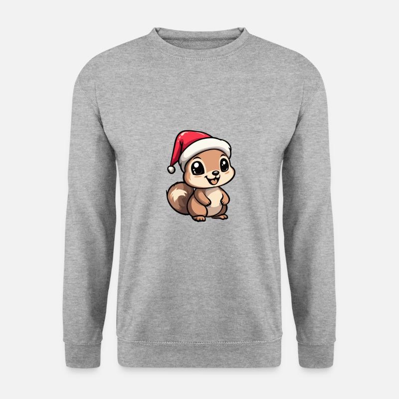 Eichhörnchen Weihnachten Niedlich - Unisex Pullover - Weißgrau meliert