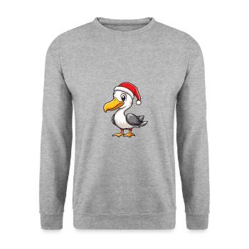Pelikan Vogel Weihnachten Niedlich - Unisex Pullover - Weißgrau meliert - Vorne - Alina (178cm) & Michal (187cm)