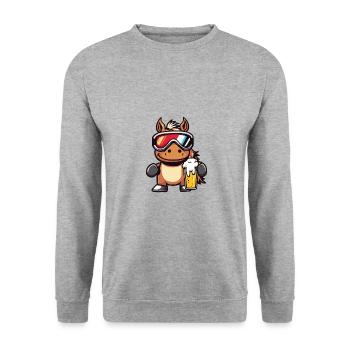 Bière de ski de cheval - Sweat-shirt Unisexe - gris chiné - Devant - Alina (178cm) & Michal (187cm)
