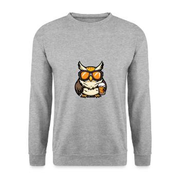 Eule Ski Bier - Unisex Pullover - Weißgrau meliert - Vorne - Alina (178cm) & Michal (187cm)