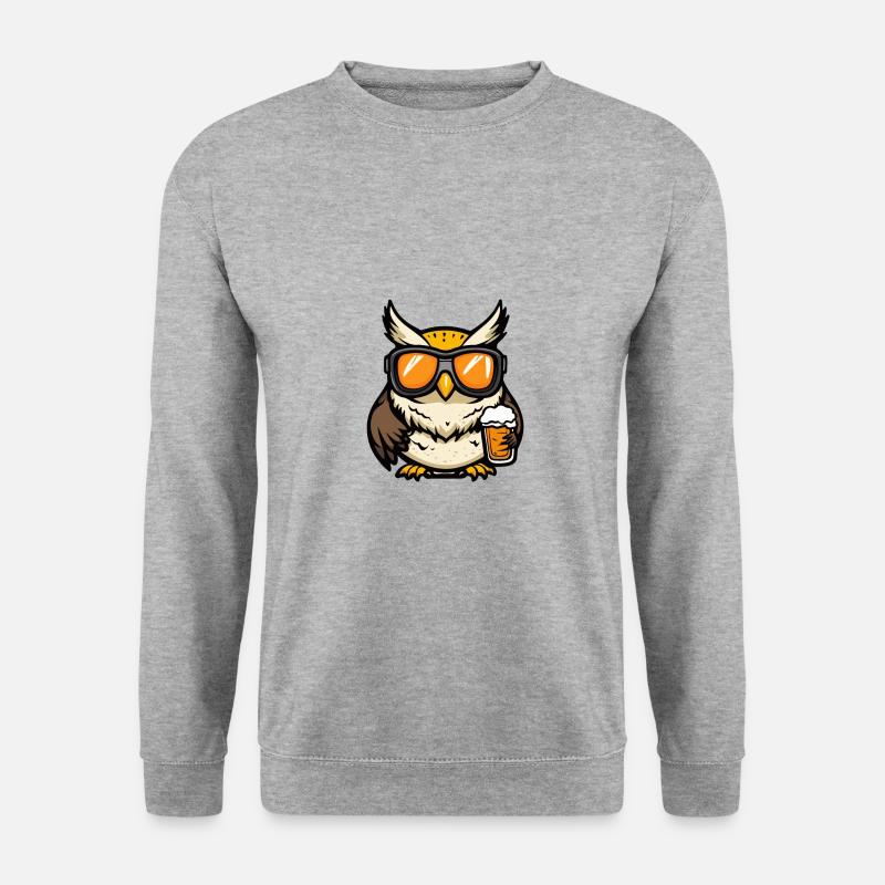Eule Ski Bier - Unisex Pullover - Weißgrau meliert