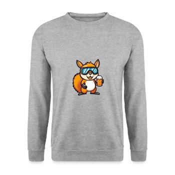 Eichhörnchen Ski Bier - Unisex Pullover - Weißgrau meliert - Vorne - Alina (178cm) & Michal (187cm)