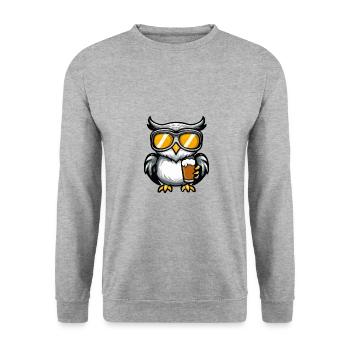 Eule Ski Bier - Unisex Pullover - Weißgrau meliert - Vorne - Alina (178cm) & Michal (187cm)