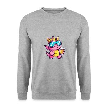 Drache Ski Bier - Unisex Pullover - Weißgrau meliert - Vorne - Alina (178cm) & Michal (187cm)