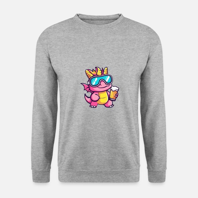 Drache Ski Bier - Unisex Pullover - Weißgrau meliert