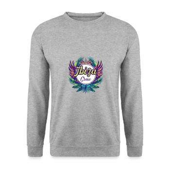 Ibiza Crew Urlaub - Unisex Pullover - Weißgrau meliert - Vorne - Alina (178cm) & Michal (187cm)